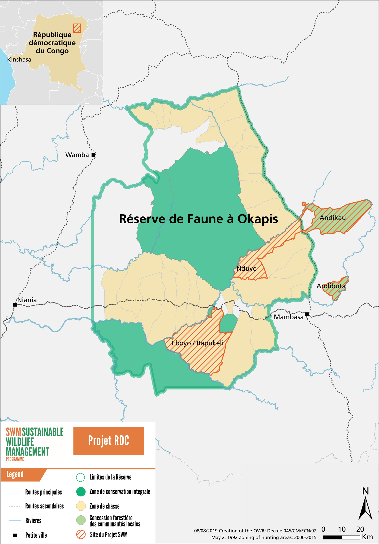 Carte des activités SWM en République Démocratique du Congo