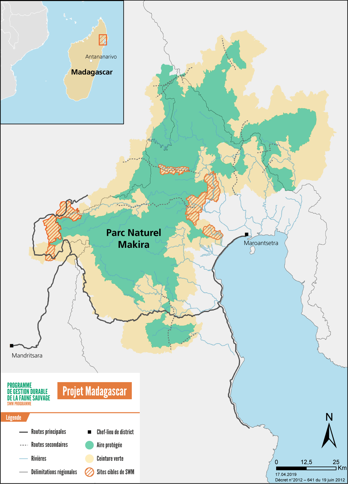 Map of the SWM  activities in Madagascar