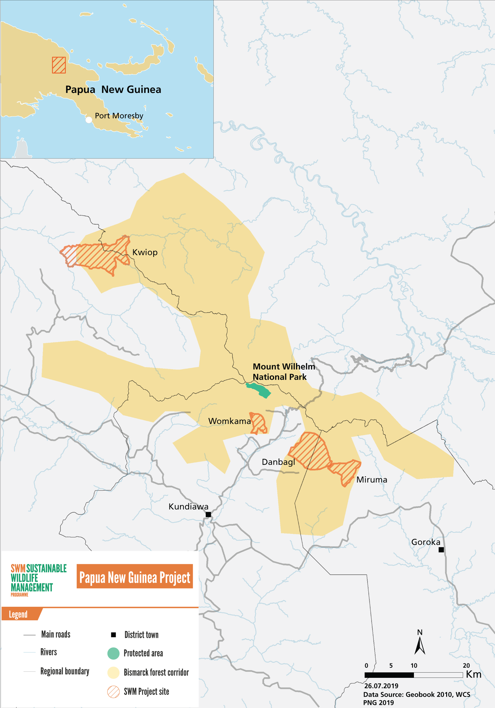 Carte des activités SWM en Papouasie-Nouvelle-Guinée